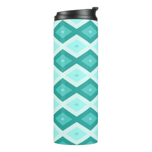 Turquoise diamond pattern thermosbeker (Gedraaid links)