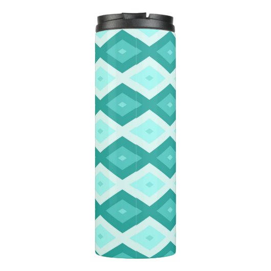 Turquoise diamond pattern thermosbeker (Achterkant)