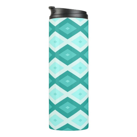 Turquoise diamond pattern thermosbeker (Geroteerd rechts)