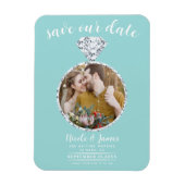 Turquoise Diamond Ring Bling Foto Opslaan van de D Magneet (Verticaal)