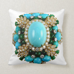 Turquoise Diamonds Brooch Sofa Bling Jewelry Kussen