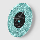 Turquoise Diamonds Glitter 10e Jubileum Grote Klok (Hoek)