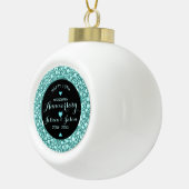 Turquoise Diamonds Glitter 10e Jubileum Keramische Bal Ornament (Rechts)