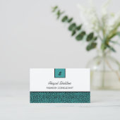 Turquoise Dierenprint Modeconsultant Visitekaartje (Staand voorkant)