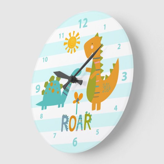 Turquoise Dinosaur Boy Nursery Roar Kawaii Schatti Grote Klok (Hoek)