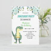 Turquoise dinosaurus baby shower uitnodiging (Staand voorkant)