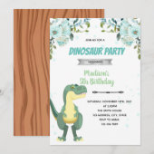Turquoise dinosaurus baby shower uitnodiging (Voorkant / Achterkant)