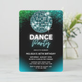 Turquoise Disco Bal Glitter Dansfeest Verjaardag Kaart (Staand voorkant)