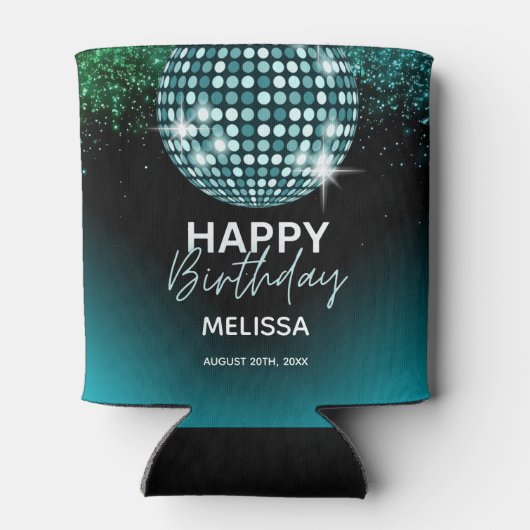 Turquoise Disco Glitter Dance Party Verjaardag Blikjeskoeler (Achterkant)