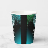 Turquoise Disco Glitter Dance Party Verjaardag Papieren Bekers (Links)