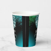 Turquoise Disco Glitter Dance Party Verjaardag Papieren Bekers (Rechts)