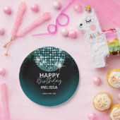 Turquoise Disco Glitter Dance Party Verjaardag Papieren Bordje (Feest)