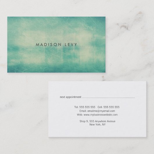 Turquoise Distsed Texture Appointkaarten Afsprakenkaartje (Voorkant / Achterkant)