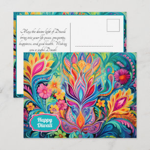 Turquoise Diwali Dreamscape Briefkaart