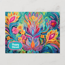 Turquoise Diwali Dreamscape Briefkaart