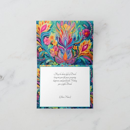 Turquoise Diwali Dreamscape Feestdagen Kaart (Binnen)