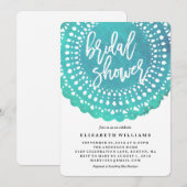 Turquoise Doily Bridal Shower Invitation Kaart (Voorkant / Achterkant)