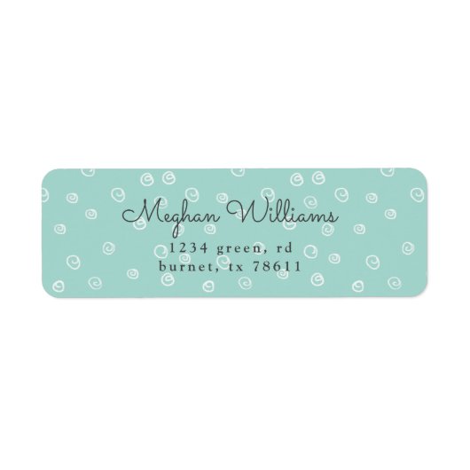 turquoise dole swirl modern terugkeeradres etiket (Voorkant)