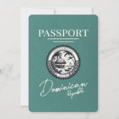 Turquoise Dominicaanse Republiek Paspoort bruiloft Kaart (Achterkant)