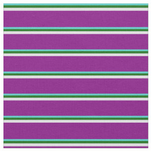 Turquoise, Donkergroen, lavender en Paarse lijnen Stof