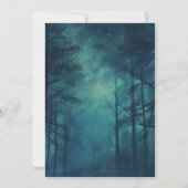 Turquoise & Donkergroene Bos Silhouet Bruiloft Kaart (Achterkant)