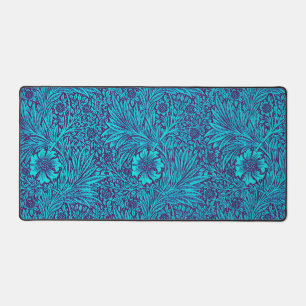 turquoise donkerpaarse bloemmotief bureaumat