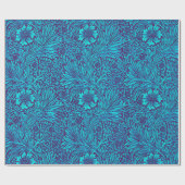  turquoise donkerpaarse bloemmotief cadeaupapier (Vlak)