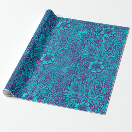 turquoise donkerpaarse bloemmotief cadeaupapier