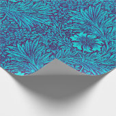  turquoise donkerpaarse bloemmotief cadeaupapier (Hoek)