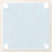  turquoise donkerpaarse bloemmotief glazen onderzetter (Achterkant)