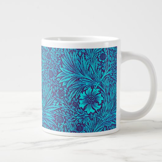  turquoise donkerpaarse bloemmotief grote koffiekop (Rechts)