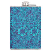 turquoise donkerpaarse bloemmotief heupfles (Achterkant)