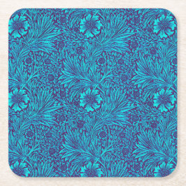  turquoise donkerpaarse bloemmotief kartonnen onderzetters