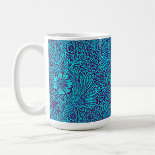 turquoise donkerpaarse bloemmotief koffiemok