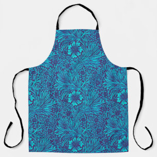  turquoise donkerpaarse bloemmotief schort