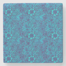  turquoise donkerpaarse bloemmotief