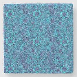  turquoise donkerpaarse bloemmotief stenen onderzetter