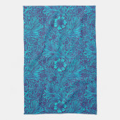  turquoise donkerpaarse bloemmotief theedoek (Verticaal)