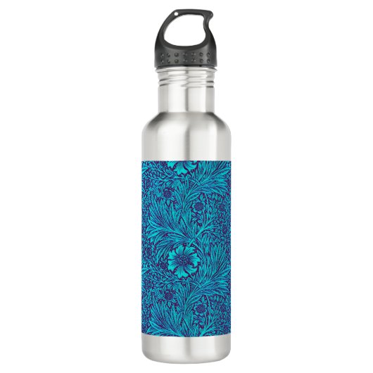  turquoise donkerpaarse bloemmotief waterfles  (Voorkant)