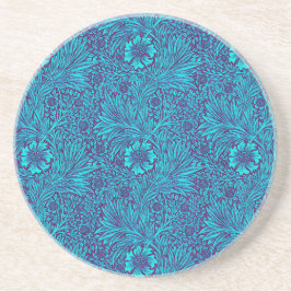  turquoise donkerpaarse bloemmotief zandsteen onderzetter