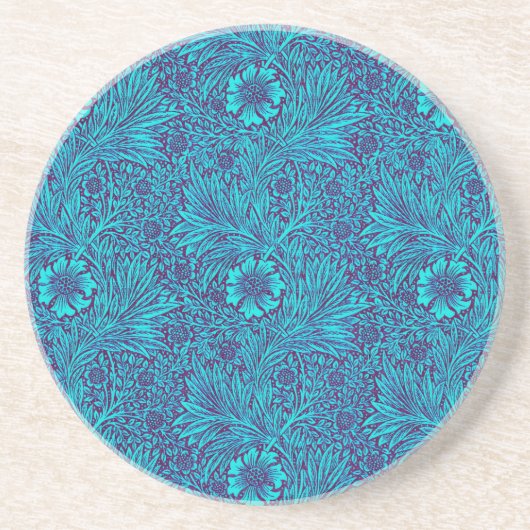 turquoise donkerpaarse bloemmotief zandsteen onderzetter (Voorkant)