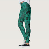 Turquoise Doodle Grunge Hearts Leggings (Links)