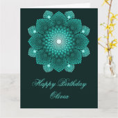 Turquoise Dot Mandala Gelukkige Verjaardag Kaart (Gele Bloem)