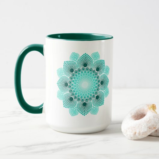 Turquoise Dot Mandala Mok (Met donut)