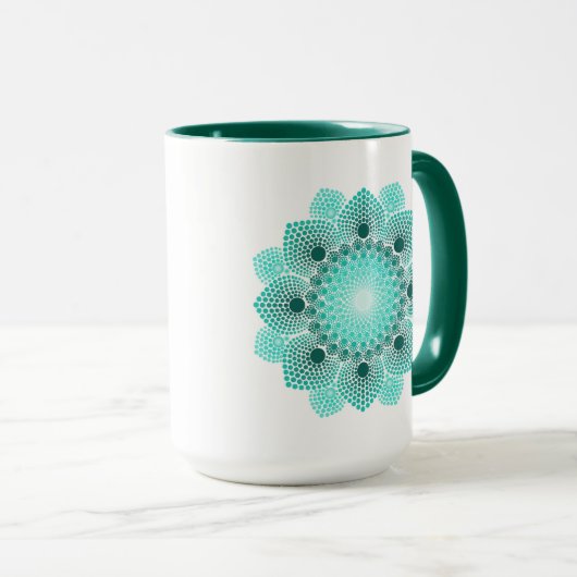 Turquoise Dot Mandala Mok (Voorkant rechts)