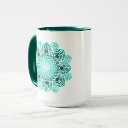 Turquoise Dot Mandala Mok (Voorkant links)