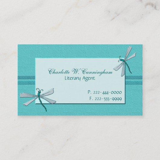 Turquoise Dragonflies Custom Visitekaartje (Voorkant)