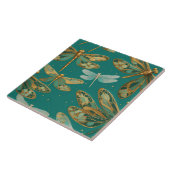 Turquoise Dragonfly Art Nouveau Art Deco Bugs Tegeltje (Zijkant)
