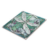 Turquoise Dragonfly Art Nouveau Deco Glas in lood Tegeltje (Zijkant)