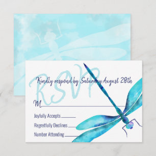 Turquoise Dragonfly RSVP Enclosure Kaart